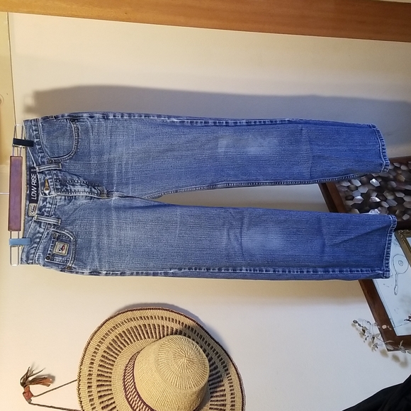 Pleated Curved Blade Faded Whiskers Wide Legs Jeans [ID:0521PA]